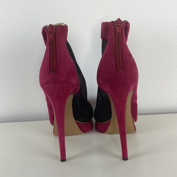 Nicholas Kirkwood Rasberry Suede Mesh High Heel Bootie - Picture 5 of 7